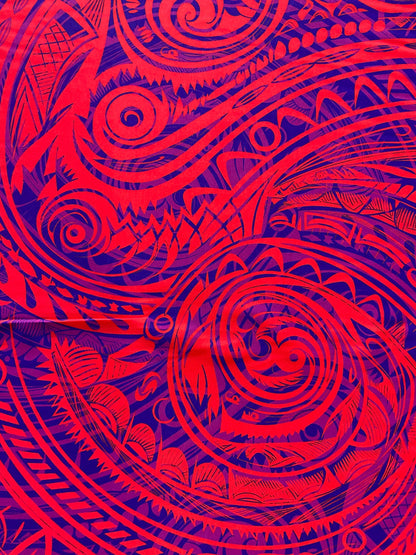 New Tactical Tribal Tattoo Polynesian Fabric - Peach Skin Fabric- by the Yard 58" Wide - New Design - Island Fabric 105  | Gtex Fabrics