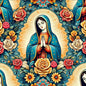 High Quality Mini Matt Fabric, Catholic Fabric, Lady Guadalupe Fabric, Church Fabric Material, Hispanic Religious Fabric by The Yard.  | Gtex Fabrics