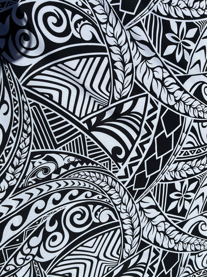 New Polynesian Tribal Tapa Tattoo Fabric Black and White 100% Cotton Fabric, 44” Wide Island Print by the Yard