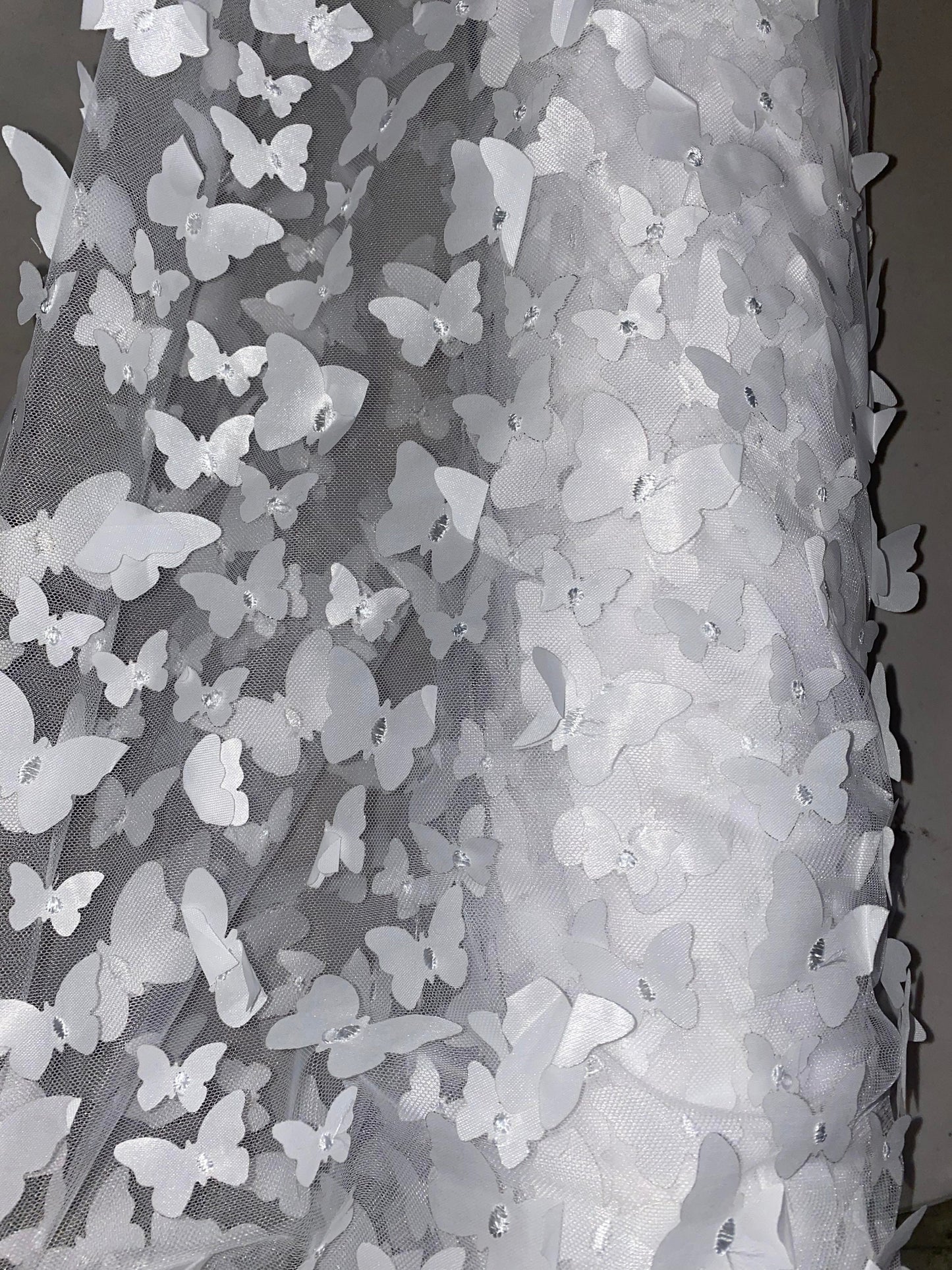 3-D Butterfly Lace Fabric Collection, 3D Laser Cut Butterflies on Tulle Mesh Material, Dress Fabric, Fashion, Decor, New Designs, Cute |Gtex Fabrics|