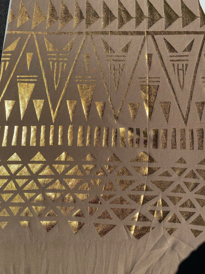 GTEX Collection- Exquisite Traditional Polynesian Tattoo Tapa Design | Foil Fabric - Stretch Scuba Fabric - 63" High-Quality Shimmer Design | Gtex Fabrics