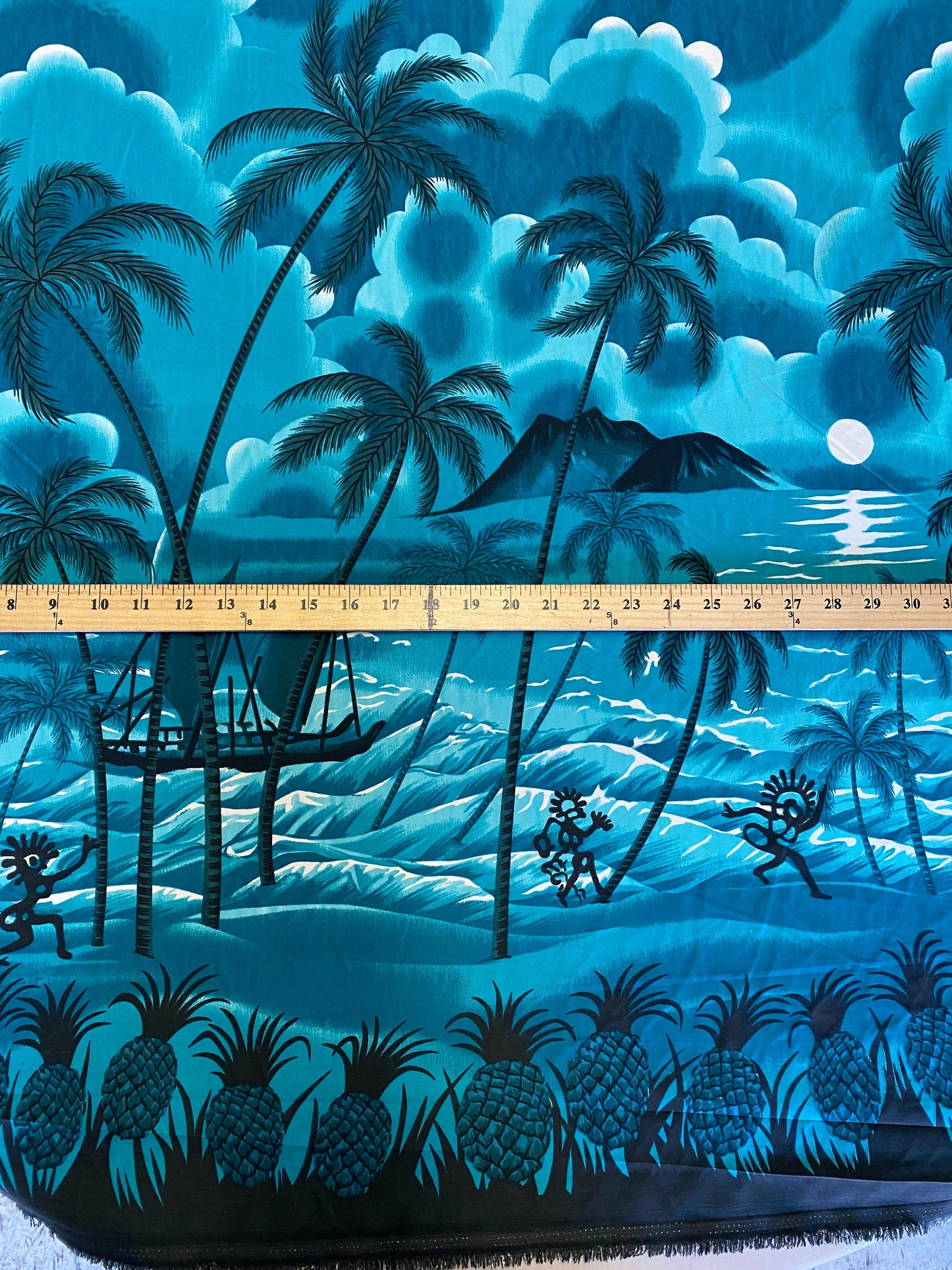 GTEX Collection - Island Print Tropical Hawaiian Polynesian Print Peach Skin Fabric 45" Sold By The Yard  | Gtex Fabrics