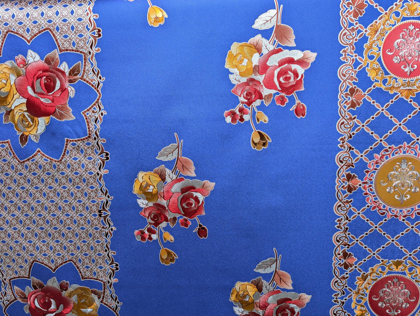 High Quality 54" Vinyl Table Cover Fabric, Lined, Flower Design - By The Yard (No Felack) | Gtex Fabrics