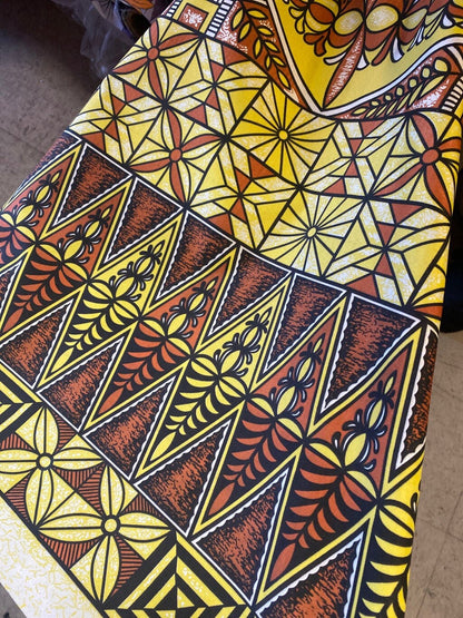 Polynesian Tongan Print, Tribal, Block Print, Polyester Fabric 45" - HD Design Island Fabric | POLY111 | Gtex Fabrics