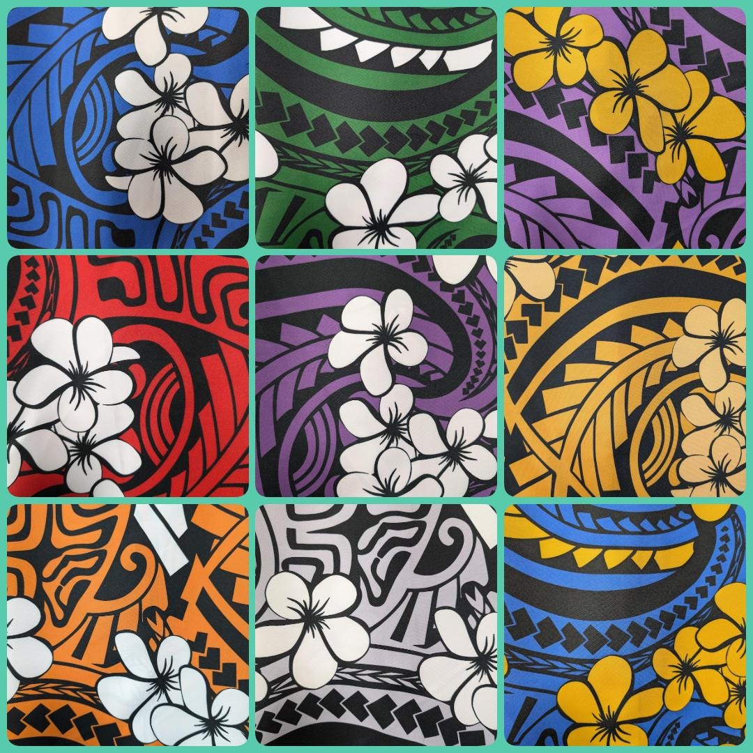 Premium 58” Mini Matt Fabric – Polynesian | Tropical Floral Print | Vibrant Colors | Soft/Durable Material for Clothing, Crafts | Gtex Fabrics