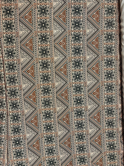 New Zealand Print - Tapa Tribal Block Print Fabric - Polynesian Fabric by the Yard 58" Mini Matt Fabric   | Gtex Fabrics