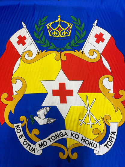 Seal of Tonga - Logo on Satin Fabric - Panel 40" x 58" Wide - Flag of Tonga for Quilts, Mono Mono, Crafts & More | Gtex Fabrics