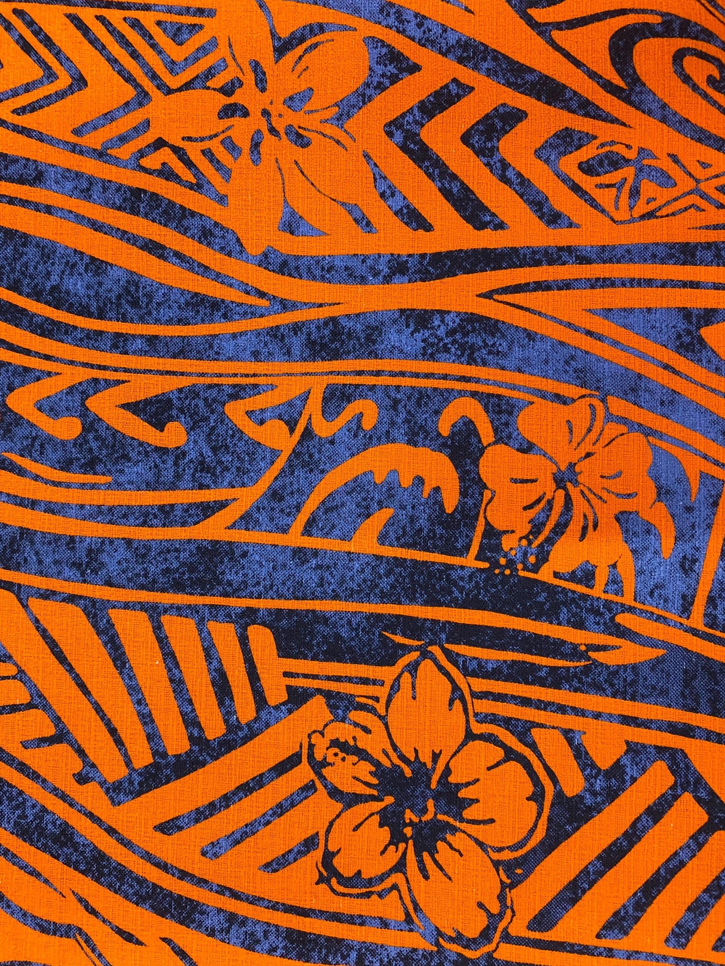 Polynesian Tribal Tattoo with Hibiscus, Doby Cloth, Lt. Bark Cloth, 100% Cotton, High Quality Rich Colors - New Design   | Gtex Fabrics