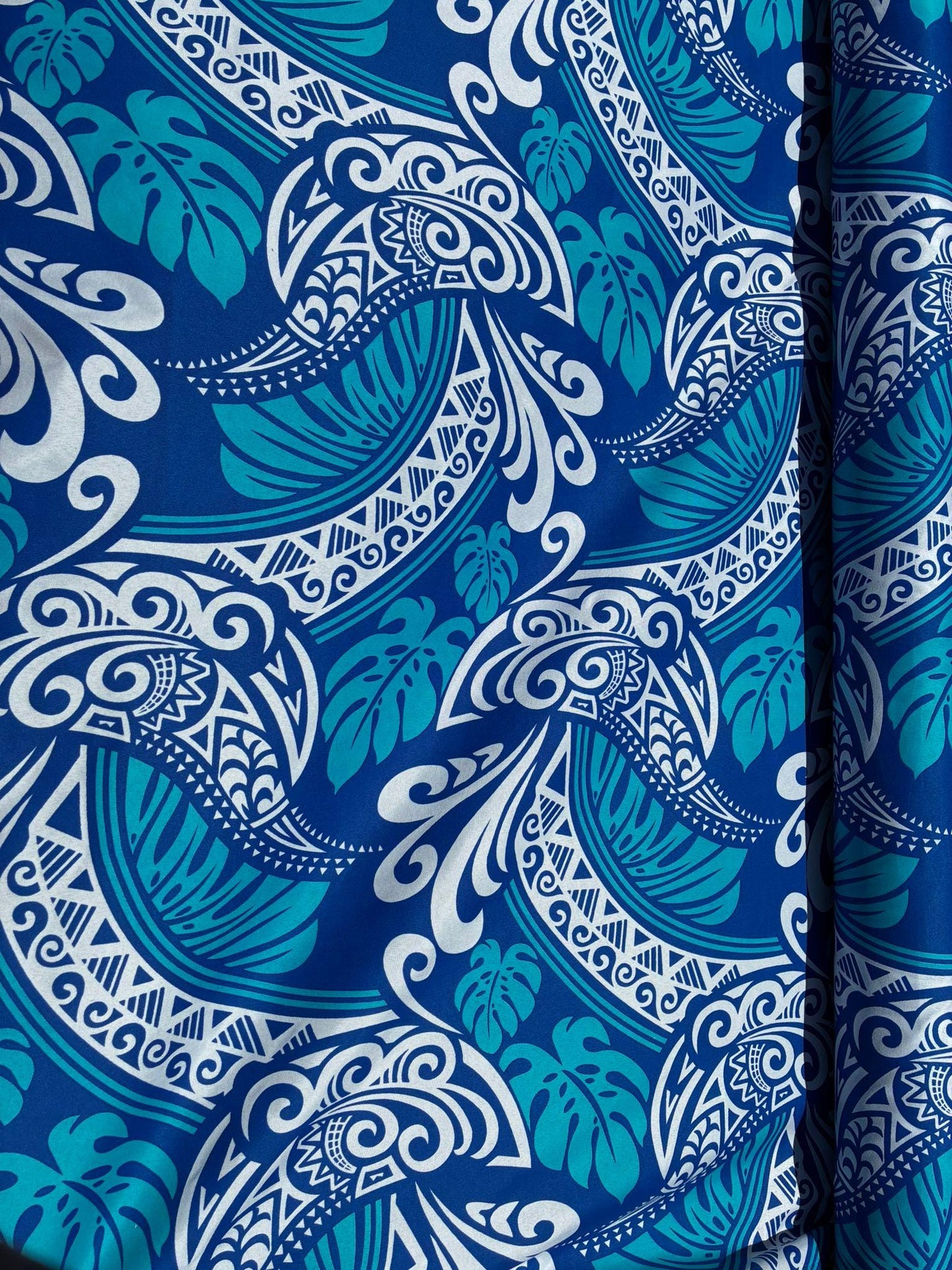 Polynesian Tribal Fabric – 45” Wide | Lightweight Soft Poly Cotton Feel | Sold by Yard or Roll | Made in Thailand | Island Design| Wholesale   | Gtex Fabrics