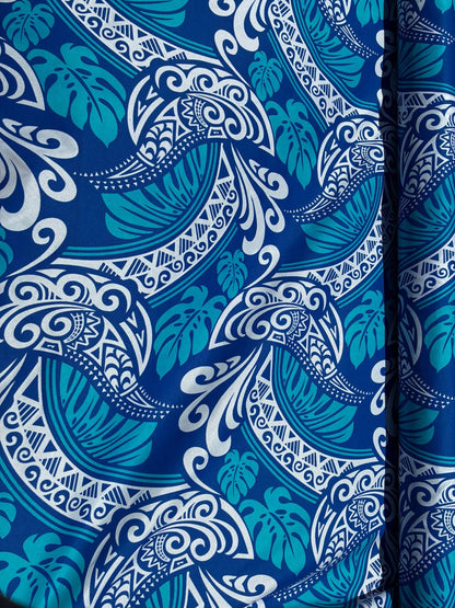 Polynesian Tribal Fabric – 45” Wide | Lightweight Soft Poly Cotton Feel | Sold by Yard or Roll | Made in Thailand | Island Design| Wholesale   | Gtex Fabrics