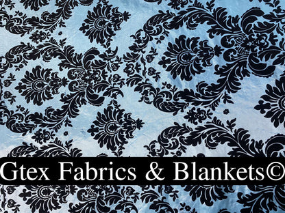 Royal Victorian Gothic Damask Taffeta Flocked Fabric for Dresses, Home Decor, Apparel, Curtains, ETC by the Yard (58") Soft Textured Damask