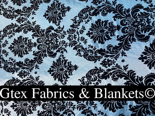 Royal Victorian Gothic Damask Taffeta Flocked Fabric for Dresses, Home Decor, Apparel, Curtains, ETC by the Yard (58") Soft Textured Damask