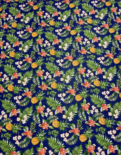Hawaiian Print Luau Floral Pineapple Toss 100% Cotton Fabric 45" Island Print Sold By The Yard or Choose Length   | Gtex Fabrics