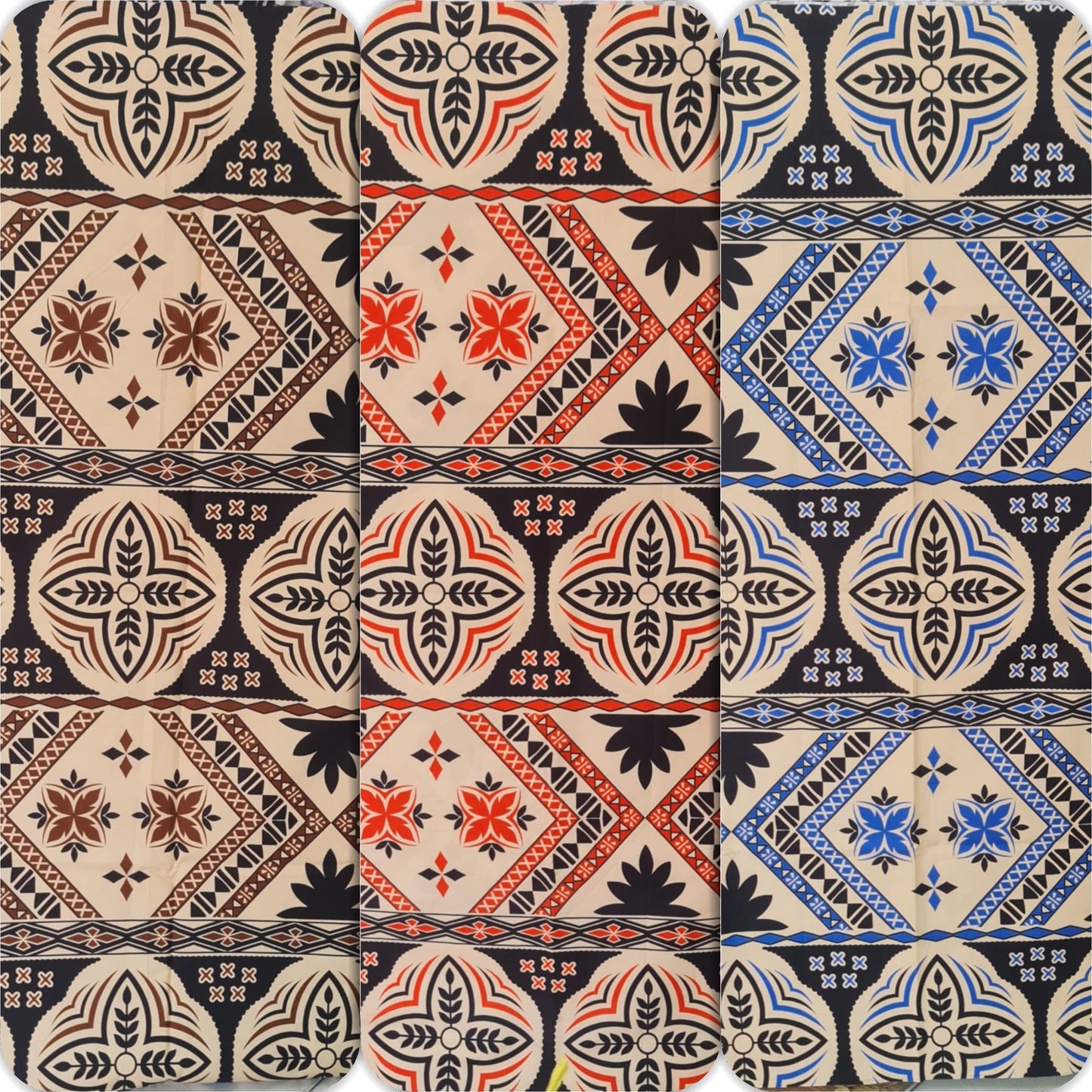 Fiji Islander Fabric 100% Cotton Tapa Print Fabric – 45" Wide, Sold by the Yard | Featuring Polynesian, Micronesian, and Melanesian Designs " | Gtex Fabrics