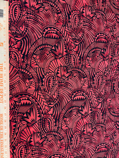 Polynesian Tapa Fabric - Tribal Tattoo Hawaiian Cute and Unique Fabric Design - Sold by the Yard - Luxury Cotton Quality 45" | Gtex Fabrics