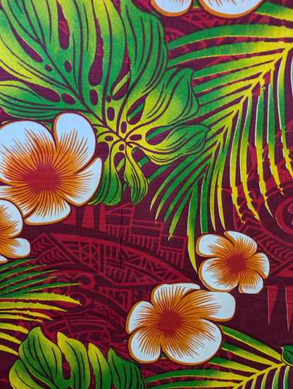 Premium Quality: Polynesian Elegance 36" Fabric – Tropical Floral Poly Cotton Blend – Vibrant Colors, Made in Thailand  | Gtex Fabrics