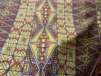 Polynesian Tongan Print, Tribal, Block Print, Polyester Fabric 45" - HD Design Island Fabric | POLY111 | Gtex Fabrics