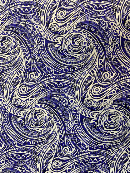 GTEX Collection - Polynesian Fabric -Tribal Tattoo Fabric, Samoan Print - Sold by the Yard - 100% Cotton Fabric 45" - New Tribal Design  | Gtex Fabrics
