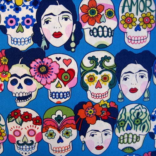 Alexander Henry Folklorico - Gotas de Amor in Blue 100% Cotton Algodon tela material By The Yard  | Gtex Fabrics