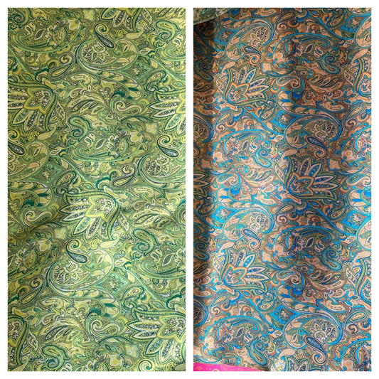 58” Paisley Satin Fabric – Imitation Silk, Jacquard Look, Indian Style Design for Apparel & Decoration | Gtex Fabrics