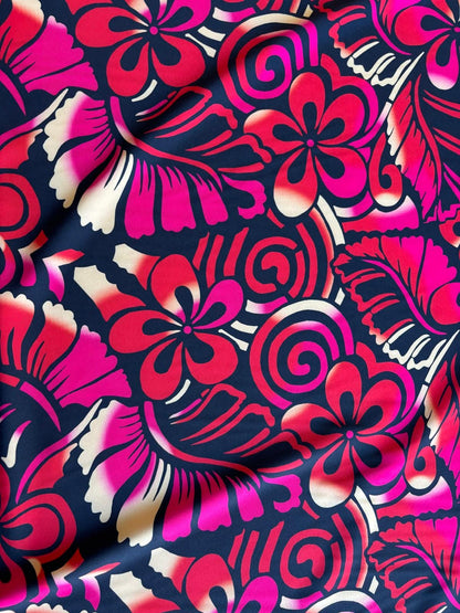 New Polynesian Tribal & Floral Fabric - Islander Design - Peach Skin Fabric- by the Yard 58" Wide -Made in Thailand | Gtex Fabrics