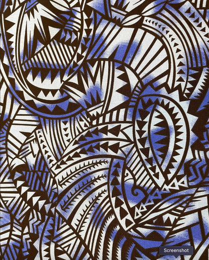 Polynesian Tapa Fabric - Tribal Tattoo Hawaiian Cute and Unique Fabric Design - Sold by the Yard - Luxury Cotton Quality 45" | Gtex Fabrics