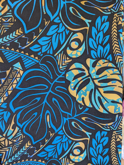 Premium 58” Wide Mini Matt Fabric – Polynesian Monstera Print – Tropical Island Design – Tonga, Samoa – Limited Edition | Gtex Fabrics
