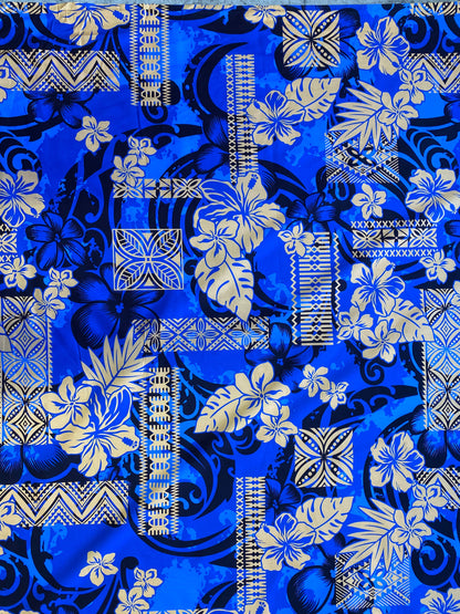 GTEX Collection - Polynesian Fabric -Tribal Tapa Print Floral Design, Island Fabric - Sold by the Yard - 100% Cotton Fabric 45" - New Design | Gtex Fabrics