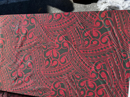 Island Fabric - Polynesian Tribal Fabric – 100% Polyester MiniMatt – Made in New Zealand 60” Wide (Bugundy and Hunter Green) | Gtex Fabrics