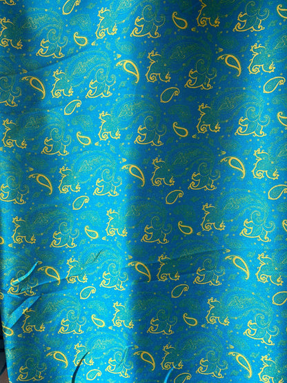58” Paisley Satin Fabric – Imitation Silk, Jacquard Look, Indian Style Design for Apparel & Decoration Style 2 | Gtex Fabrics
