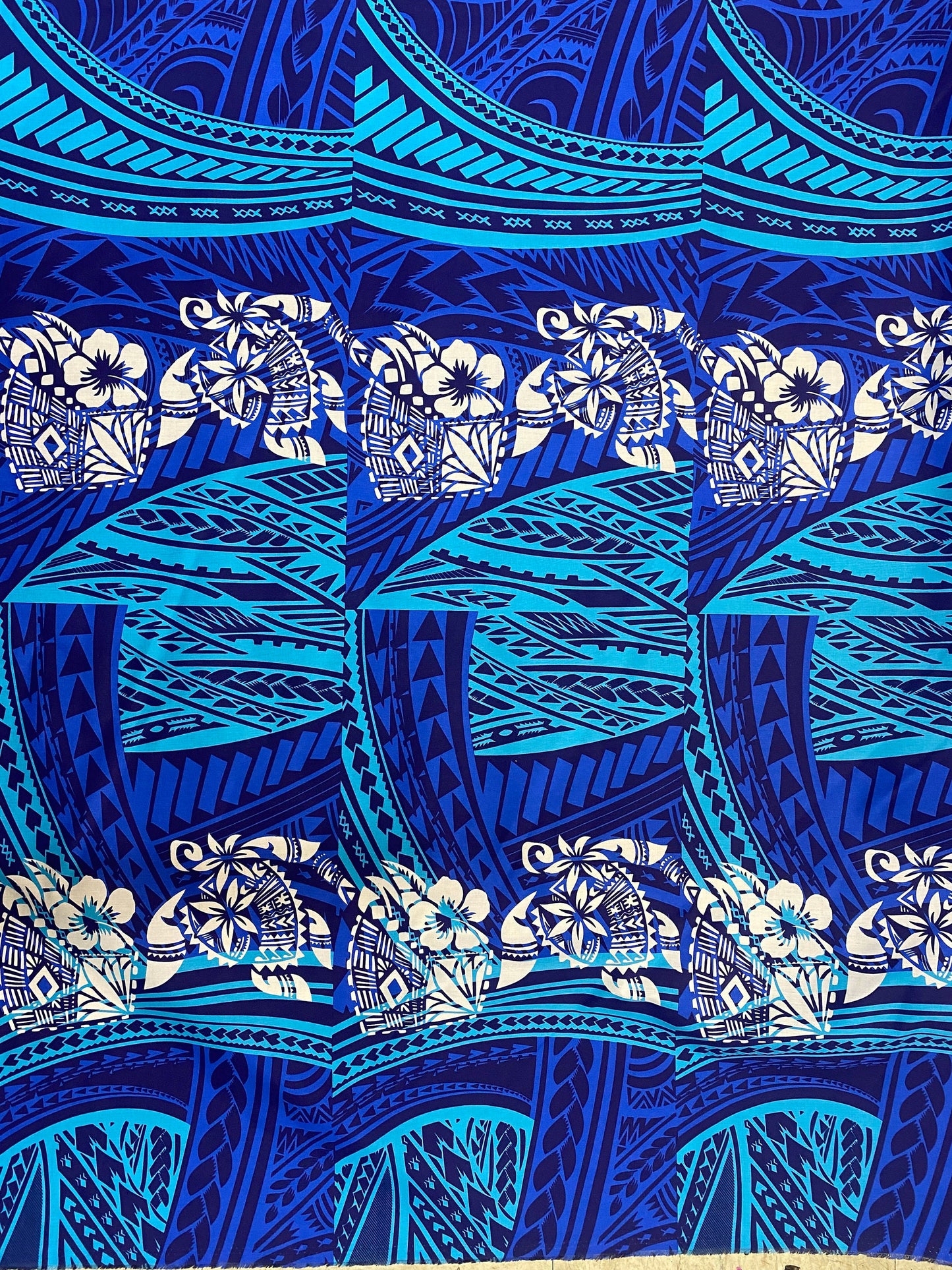 GTEX Collection - New Digital Tribal Tattoo Design with Hibiscus Flowers -Island Fabric - Sold by the Yard - Poly Cotton Fabric 45" | Gtex Fabrics