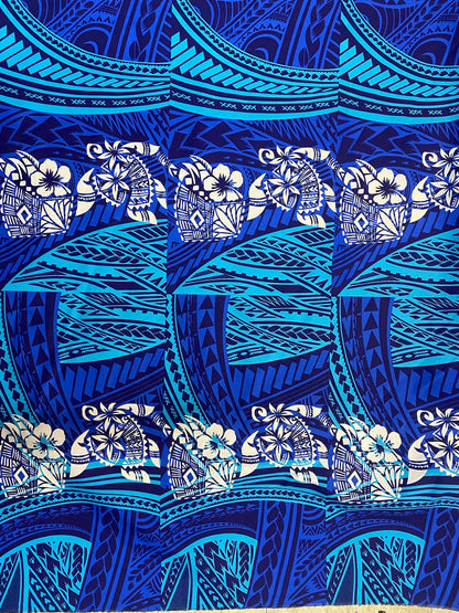 GTEX Collection - New Digital Tribal Tattoo Design with Hibiscus Flowers -Island Fabric - Sold by the Yard - Poly Cotton Fabric 45" | Gtex Fabrics