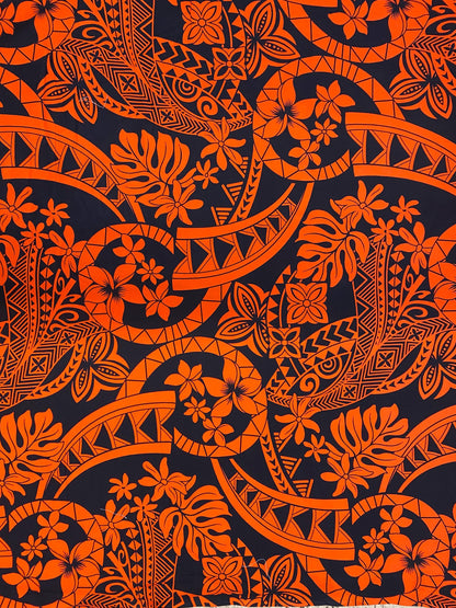 GTEX Collection - Polynesian Fabric -Monstera Leaf, Tribal Elements, Island Fabric - Sold by the Yard - 100% Cotton Fabric 45" - New Design | Gtex Fabrics