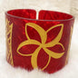 New Plumeria Floral w Tribal Carved Acrylic Cuff Bracelets Bangles – Polynesian Island Tribal Jewelry – 2.75″ Diameter x 2″ Width