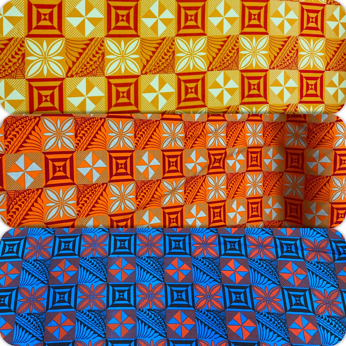 New! Polynesian Fabric, Fiji, Hawaiian -Tapa Block Print Toss, Vibrant Colors, Island Fabric - Sold by the Yard - Peach skin Fabric 45" | Gtex Fabrics