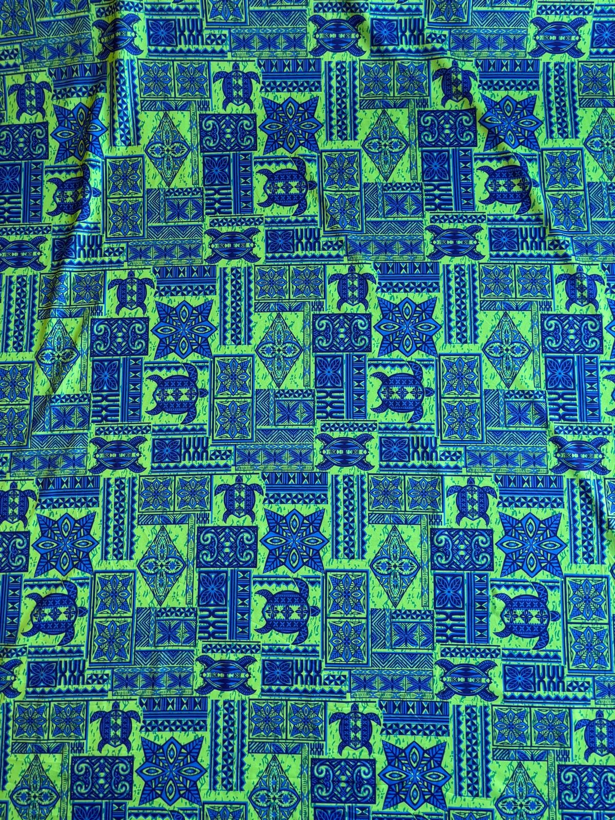 New Fijian Tapa Block Turtle Print Fabric - Polynesian Design - Peach Skin Fabric- by the Yard 58" Wide - Fiji Material  | Gtex Fabrics