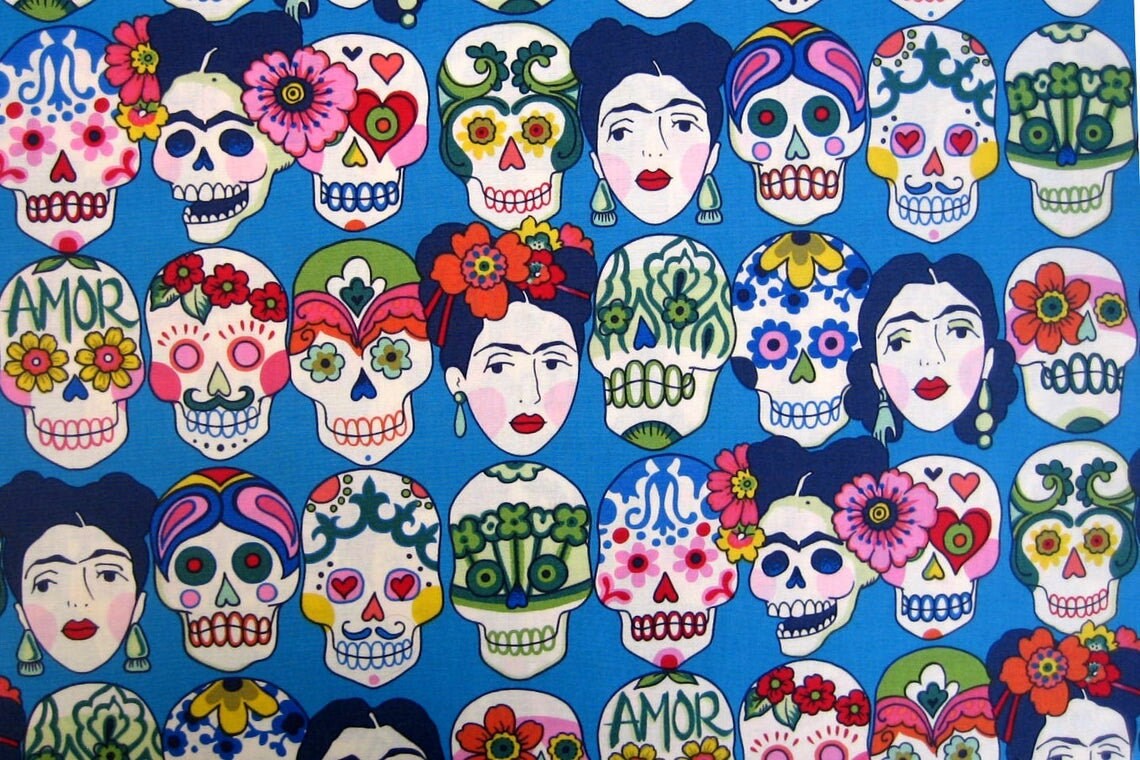 Alexander Henry Folklorico - Gotas de Amor in Blue 100% Cotton Algodon tela material By The Yard  | Gtex Fabrics