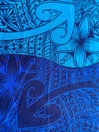 GTEX Collection - Polynesian Fabric -Tribal Tattoo and Floral Design, Island Fabric - Sold by the Yard - 100% Cotton Fabric 45" - New Design  | Gtex Fabrics