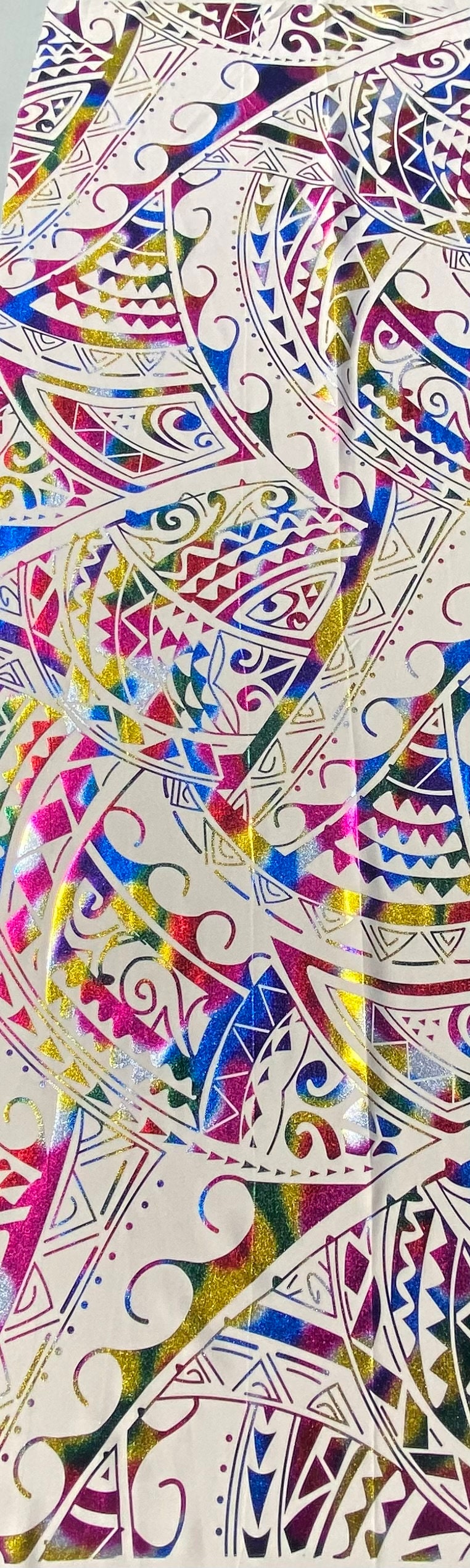 GTEX Collection- Exquisite Traditional Polynesian Tattoo Design | Foil Fabric - Stretch Scuba Fabric - 63" Luxury - Quality (Champagne Mix) | Gtex Fabrics