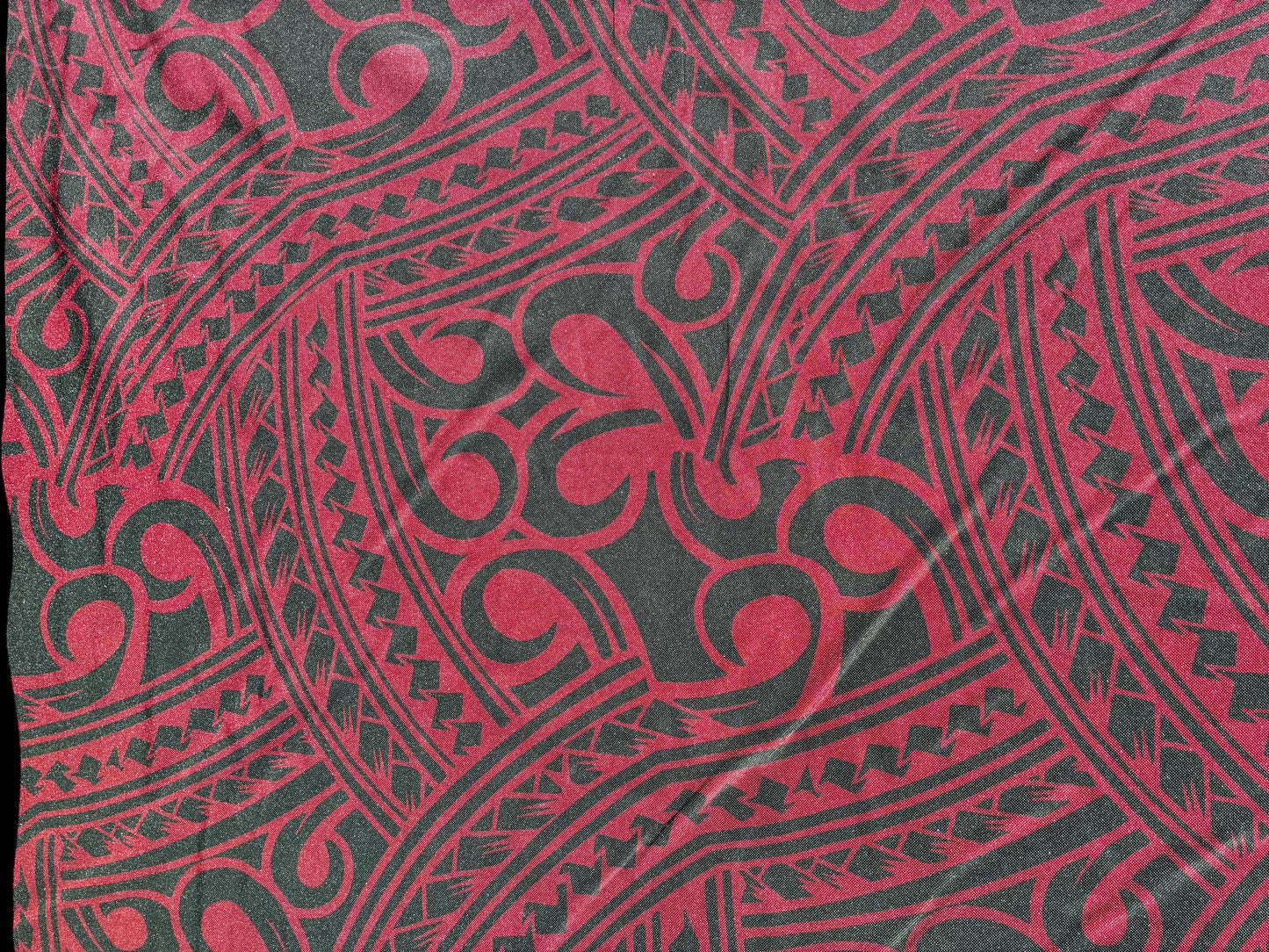 Island Fabric - Polynesian Tribal Fabric – 100% Polyester MiniMatt – Made in New Zealand 60” Wide (Bugundy and Hunter Green) | Gtex Fabrics
