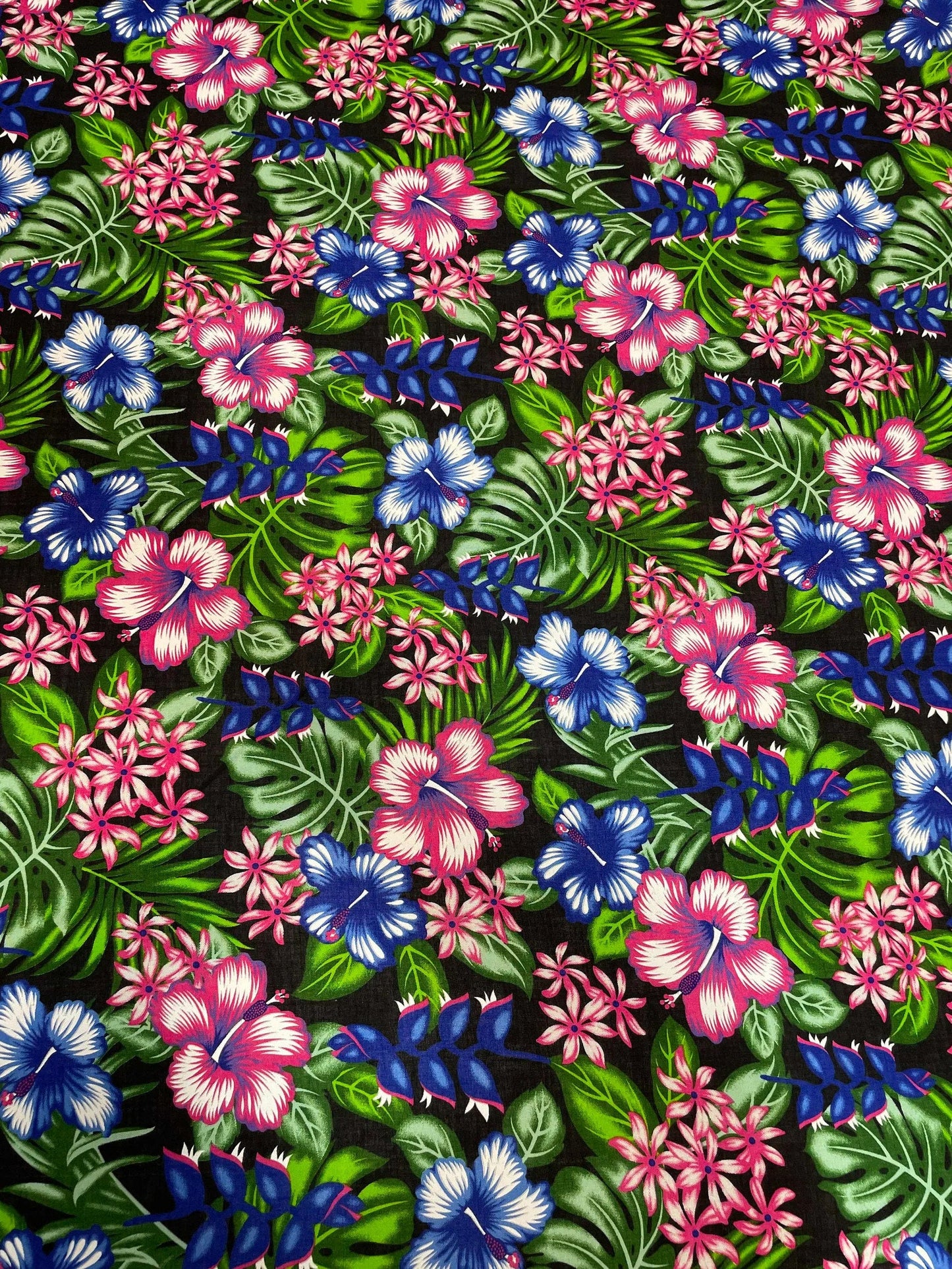 GTEX Collection A200- Polynesian Floral Fabric - Plumeria Hawaiian Flowers All over Fabric Design - Sold by the Yard - Rayon Fabric 45"  | Gtex Fabrics