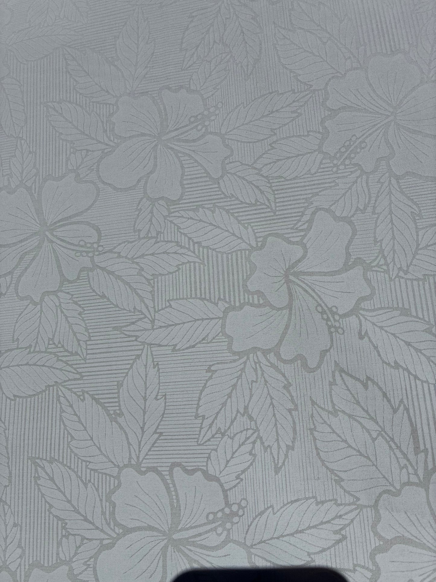 Hibiscus & Leaf Fabric – White on White Poly Cotton Blend Fabric, 44” Wide Tropical Island Print by the Yard