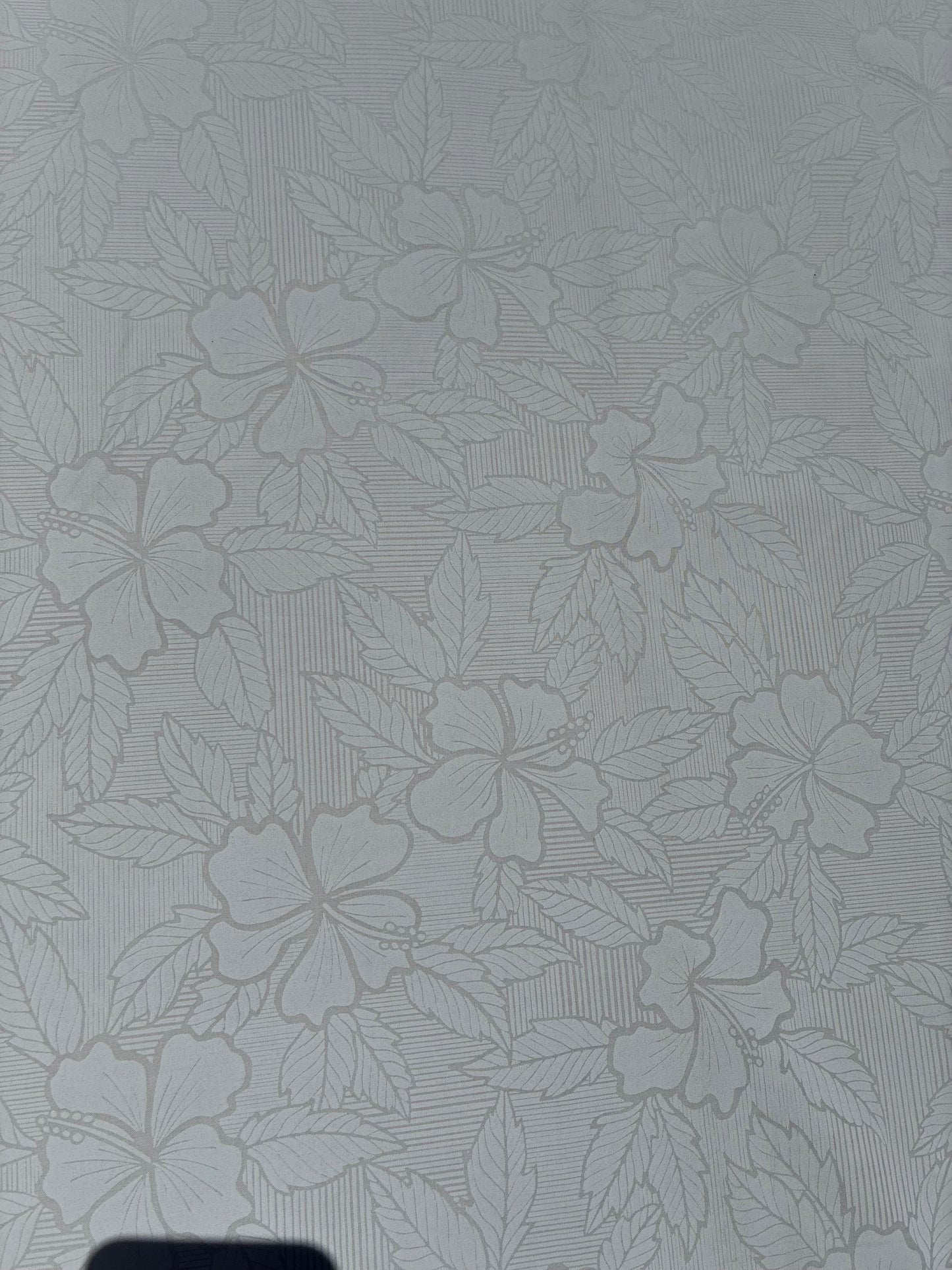 Hibiscus & Leaf Fabric – White on White Poly Cotton Blend Fabric, 44” Wide Tropical Island Print by the Yard
