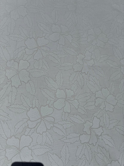 Hibiscus & Leaf Fabric – White on White Poly Cotton Blend Fabric, 44” Wide Tropical Island Print by the Yard