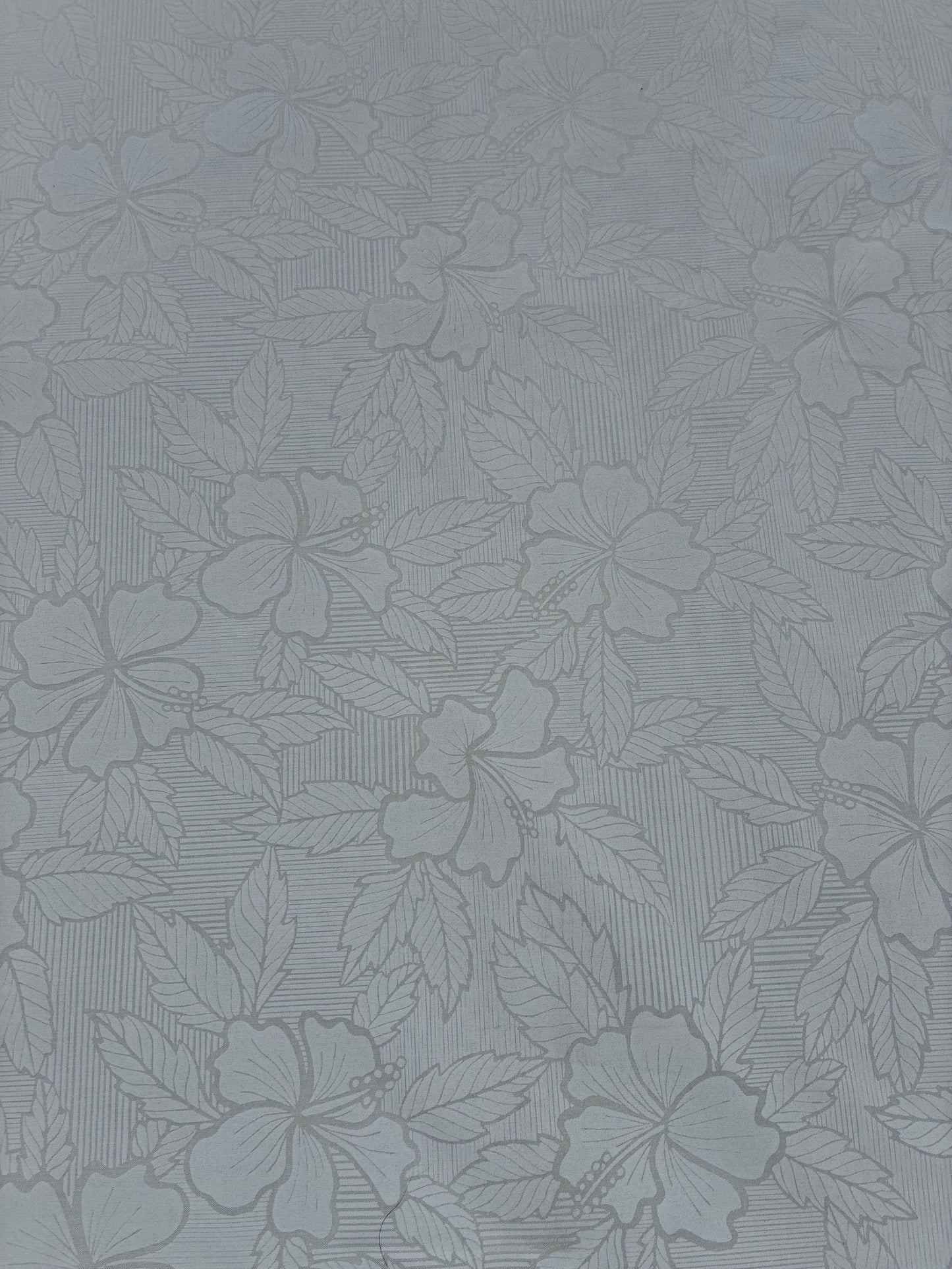 Hibiscus & Leaf Fabric – White on White Poly Cotton Blend Fabric, 44” Wide Tropical Island Print by the Yard