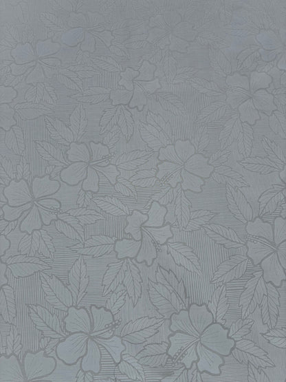 Hibiscus & Leaf Fabric – White on White Poly Cotton Blend Fabric, 44” Wide Tropical Island Print by the Yard