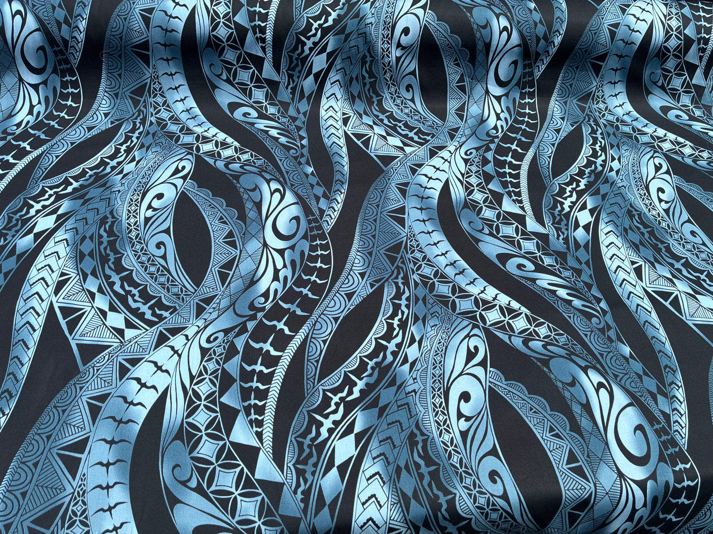 New Polynesian Tribal Tapa Tattoo Fabric Black and Grey 100% Cotton Fabric, 44” Wide Island Print by the Yard