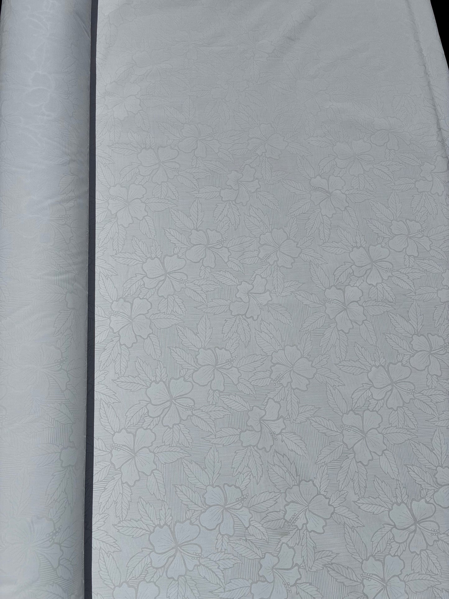 Hibiscus & Leaf Fabric – White on White Poly Cotton Blend Fabric, 44” Wide Tropical Island Print by the Yard