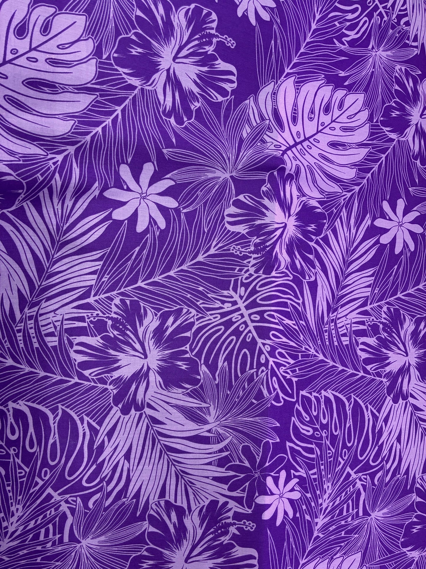 Polynesian Hawaiian Island Fabric 45" Poly Cotton Fabric Monstera & Hibiscus Print- Sold By The Yard | Red & White Color