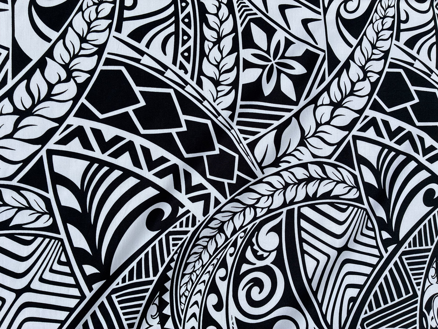 New Polynesian Tribal Tapa Tattoo Fabric Black and White 100% Cotton Fabric, 44” Wide Island Print by the Yard